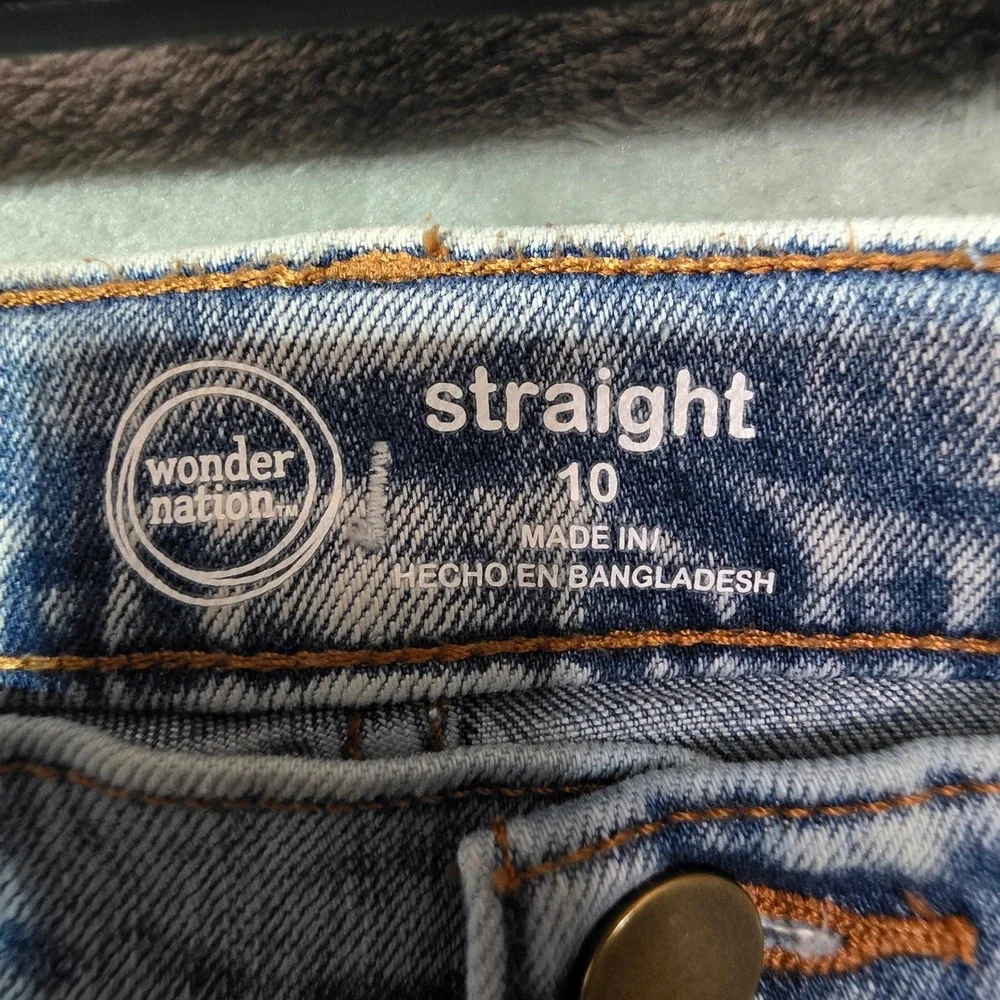 Wonder Nation Boys Straight Leg Acid Wash Jeans Light Blue Size 10 WN34100123214